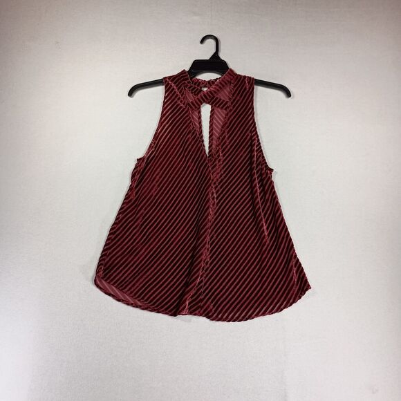 Silence + Noise Velvet Burnout Top Womens M Burgundy Red Sleeveless Whimsigoth - Picture 1 of 11
